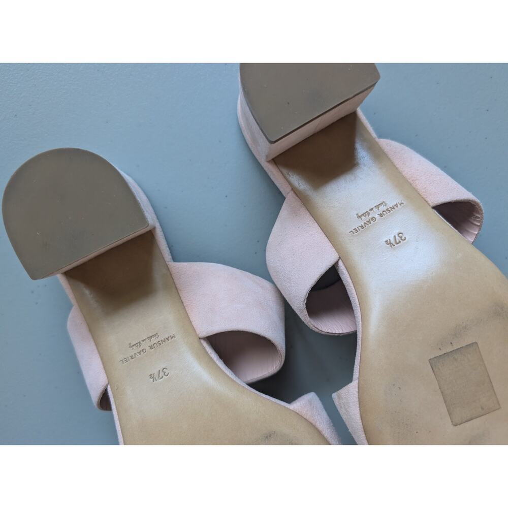 Defect New Mansur Gavriel Suede Double Strap 40mm Sandal Size 37.5 Light Pink - Picture 11 of 11